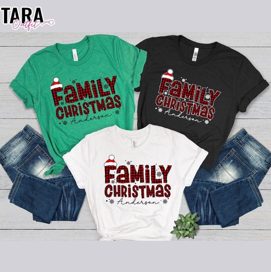 Discover Matching Family name Christmas Shirts, Custom Christmas Sweatshirts, Family Cute Christmas T-Shirts, Personalized Christmas Gift