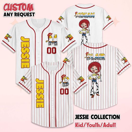 Discover Custom Jessie Toy Story Baseball Jersey, Toy Story Character Jersey Shirt, Disney Family Matching Jersey, Jessie Disneyland Trip Outfit