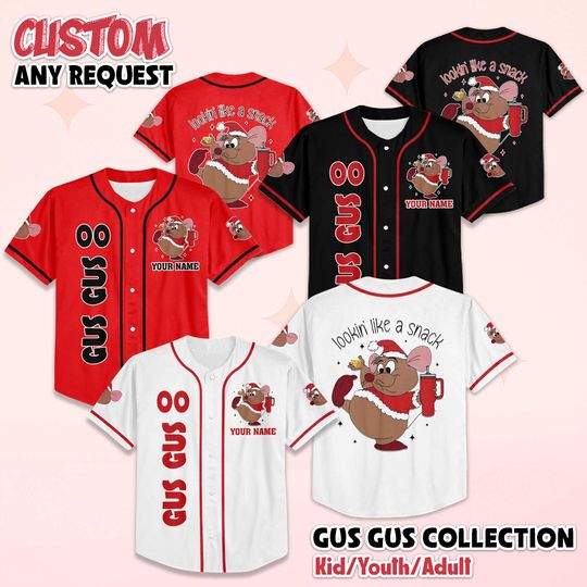 Discover Custom Gus Gus Christmas Jersey, Personalized Disney Birthday Jersey, Kids Birthday Jersey, Santa Claus Christmas shirt
