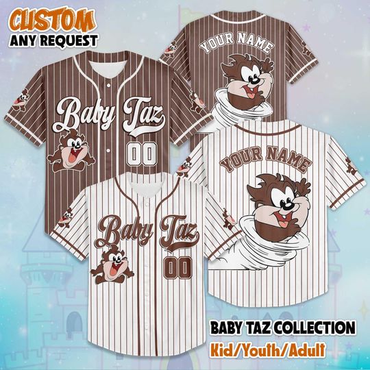 Discover Custom Baby Taz Baseball Jersey, Custom Looney Tunes Shirt, Disneyland Baseball Team Outfit, Birthday Gift For Fans