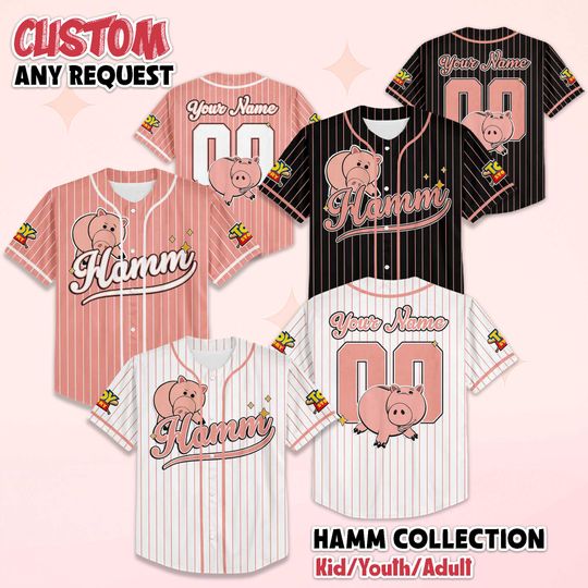 Discover Personalized Hamm Baseball Jersey, Custom Disney Toy Story Hamm Baseball Shirt, Matching Disney Trip Outfit, Disney Birthday Gift