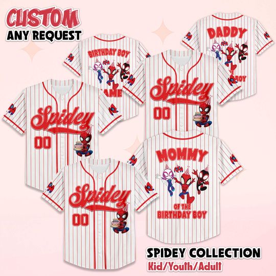 Discover Custom Spidey and His Amazing Friends Baseball Jersey, Disney Spidey Superhero Baseball Team Shirt, Superhero Team Shirt for Fans