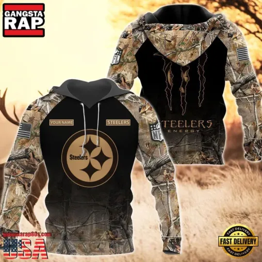 Discover football S.t.eelers Custom Name Hoodie Camo Hunting, Gift For Fans, Christmas Gift