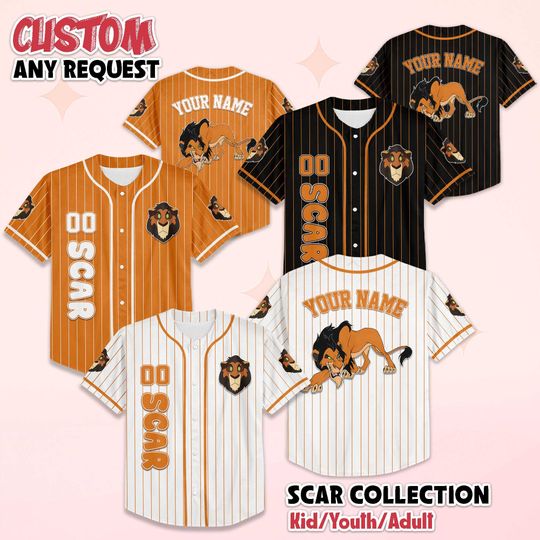 Discover Personalized The Lion King Scar Baseball Jersey, Custom Disney Villain Jersey, Disney Jersey for Fans