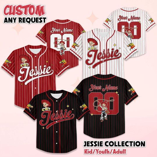 Discover Personalized Jessie Baseball Jersey, Disney Toy Story Jessie Baseball Shirt, Matching Disney Trip Outfit, Disney Birthday Gift