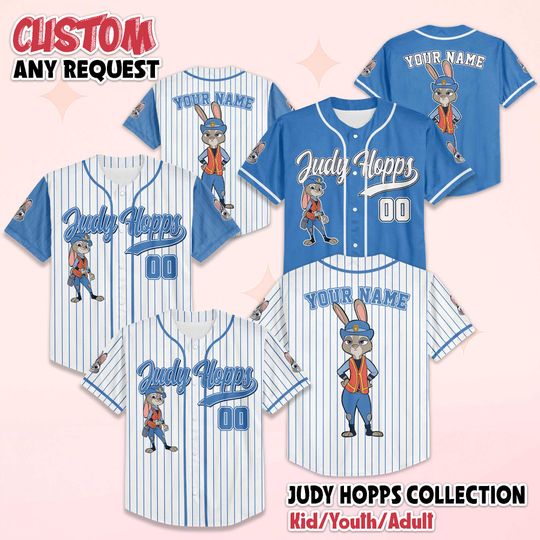 Discover Personalized Judy Hopps Zootopia Baseball Jersey, Custom Disney Zootopia Shirt, Police Bunny Outfit, Matching Family Tee, Cute Gift for Fans