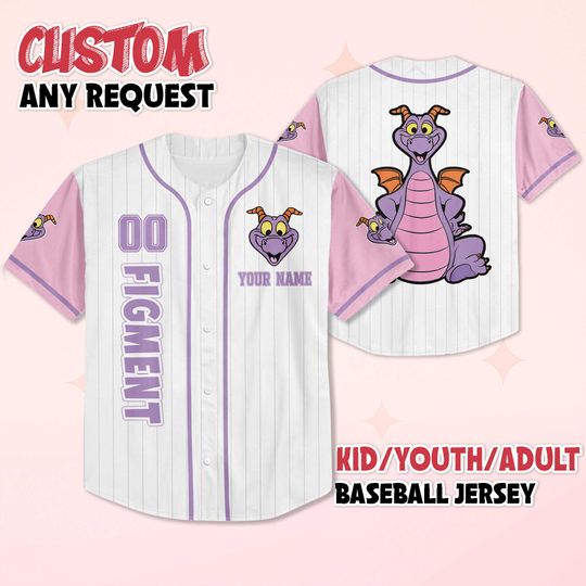 Discover Personalized Figment Baseball Jersey, Custom Disney Figment Little Spark Shirt, Matching Disney Trip Outfit, Disney Birthday Gift