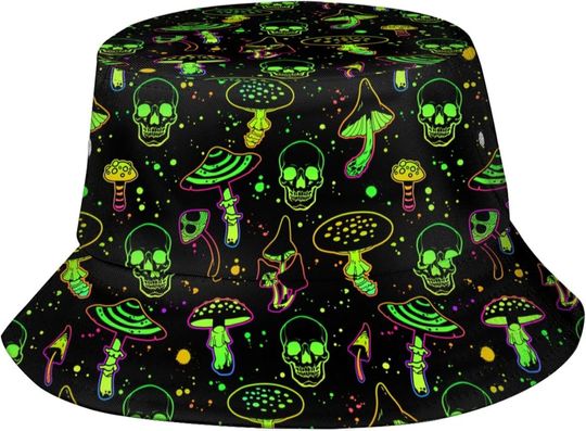 Discover Unisex AOP Bucket Hat for Women and Men, Packable Outdoor Fisherman Cap Halloween Accessory