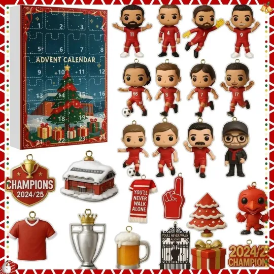 Discover 2025 Liverpoo Football Advent Calendar Xmas Gift 24 Day Christmas Countdown 2D FLAT