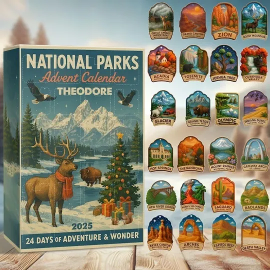 Discover Personalized National Parks Advent Calendar 2025, Custom Hiker Gift