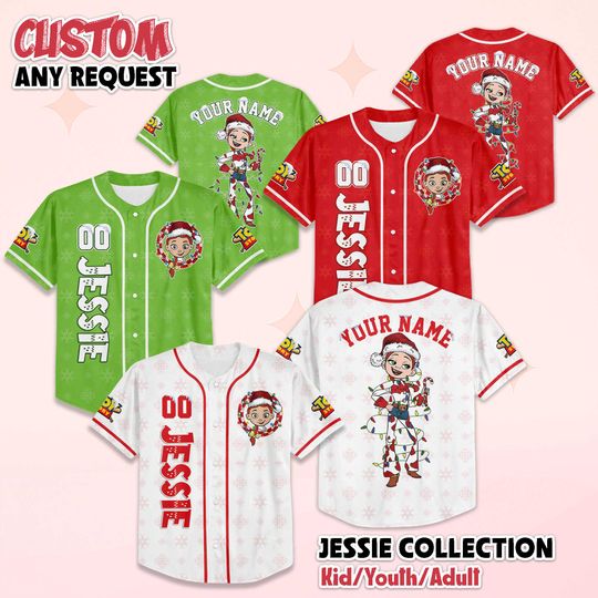 Discover Custom Jessie Christmas Baseball Jersey, Disney Toy Story Baseball Shirt, Jessie Jersey Shirt, Disney Toy Story Fan Gift