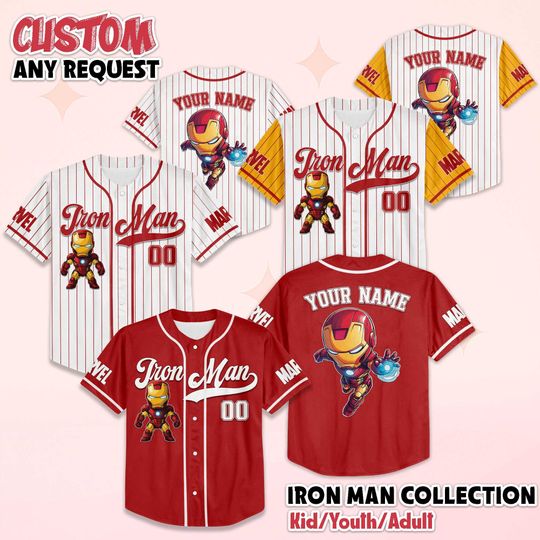 Discover Personalized Iron Man Baby Baseball Jersey, Custom Superhero Baseball Shirt, Iron Man Fan,  Disney Birthday Gift