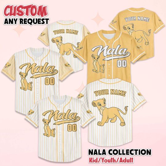 Discover Personalized Nala Baseball Jersey, Custom The Lion King Nala Jersey Shirt, Disney Jersey for Kids, Youth, Birthday Gift