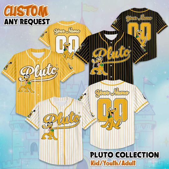 Discover Custom Pluto Dog Baseball Jersey, Disney Mickey and Friends Jersey Shirt, Matching Outfits for Disneyland Trips, Gift for Fans