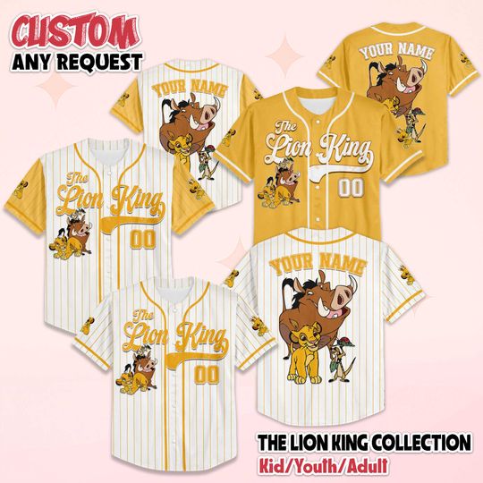 Discover Personalized The Lion King Baseball Jersey, Custom Disney Mufasa Simba Shirt, The Lion King Baseball Team Outfit, Birthday Gift