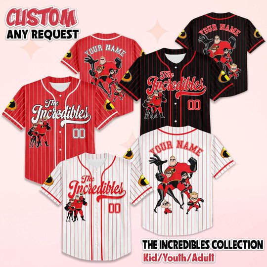 Discover Personalized The Incredibles Baseball Jersey, Custom Disney Pixar Jersey Shirt, Superhero Family Outfit, Birthday Gift