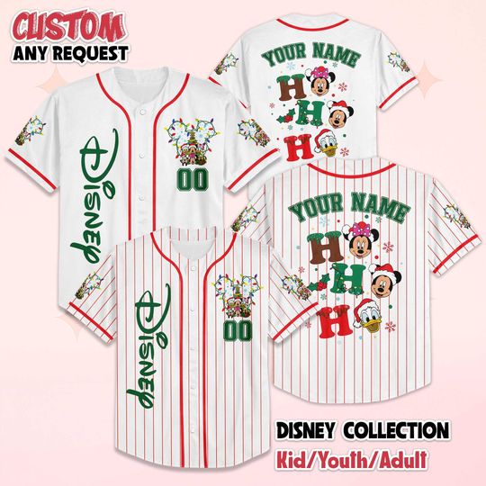 Discover Custom Mickey and Friends Christmas Baseball Jersey, Disney Christmas Jersey, Cute Holiday Outfit, Family Matching Xmas Gift