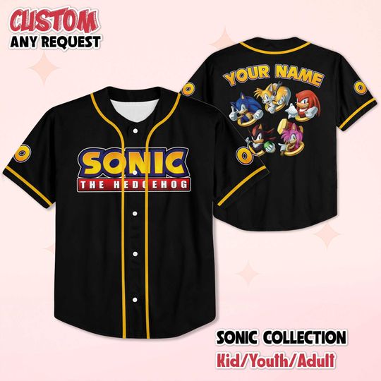 Discover Custom Sonic the Hedgehog Baseball Jersey, Personalized Sonic Jersey Shirt, Gamer Matching Outfit, Birthday Gift