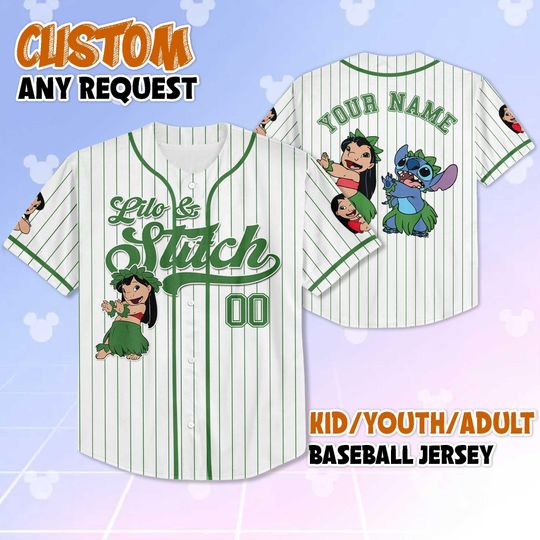 Discover Personalized Lilo and Stitch Baseball Jersey, Custom Disney Ohana Shirt, Matching Family Vacation Outfit, Disney Birthday Gift