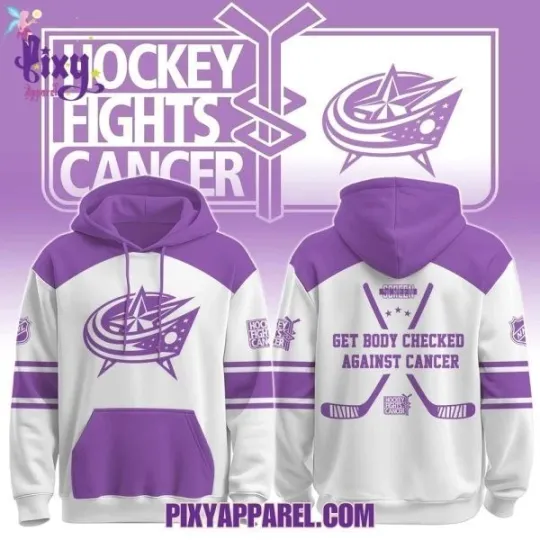 Discover Columbus Team x Hockey Fights Cancer Hoodie 2025, 3D Hoodie, AOP