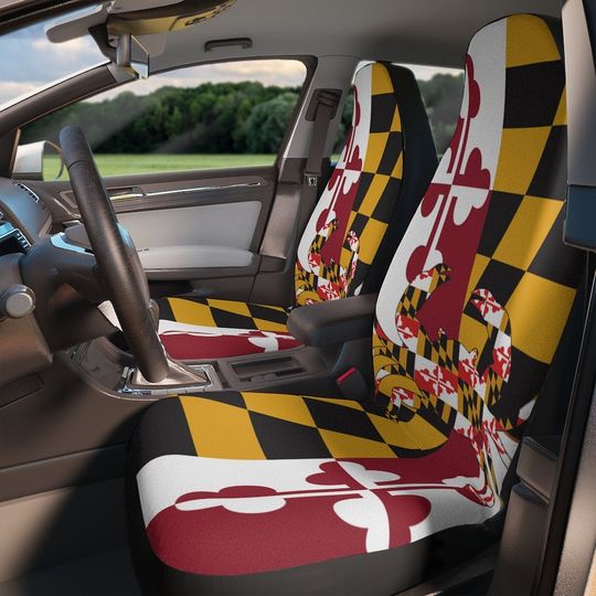 Discover Seat Cover for Car Full Set, Maryland Crab Flag Car Seat Cover Set, Maryland Seat Cover for Vehicle, Romanticism Aesthetic Car Accessory