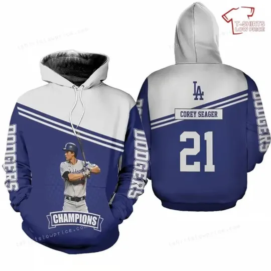 Discover Corey Seag3r 5 L.A. D0dg*rs 3D Hoodie, Gift For Fans, Christmas Gift