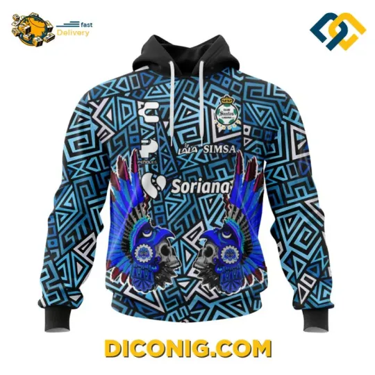 Discover Liga MX S@ntos Laguna Aztec Hoodie Custom 2025, Gift For Fans, Christmas Gift