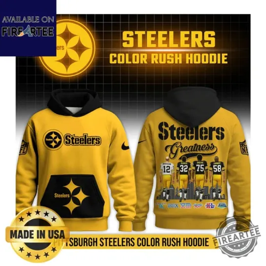 Discover S.t.eelers Color Rush Yellow Greatness Legend Hoodie, Gift For Fans, Christmas Gift