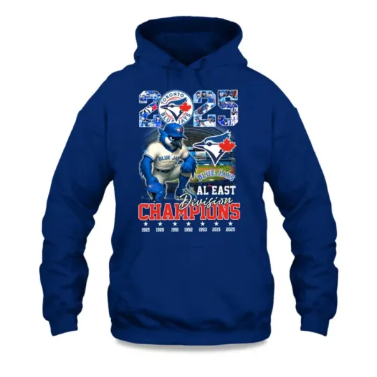 Discover B.l.u.e J@ys AL East Division Chamions 2025 Hoodie, Gift For Fans, Christmas Gift
