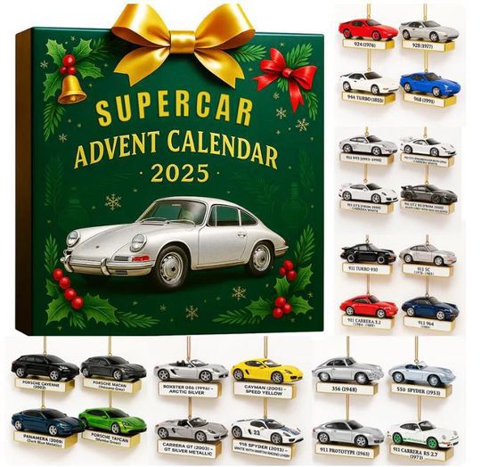 Discover Supercar Advent Calendar 2025 | 24 Mini Classic Sports Car Models | Kids Xmas Countdown Gift | Holiday Vehicle Collectibles