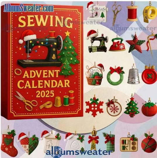 Discover Sewing Advent Calendar 2025 | Christmas Countdown | 24 Mini Sewing Craft Ornaments Gift