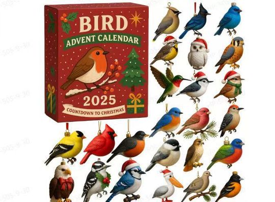 Discover Bird Advent Calendar 2025, Winter Birds Christmas Countdown, Printable Kids Advent