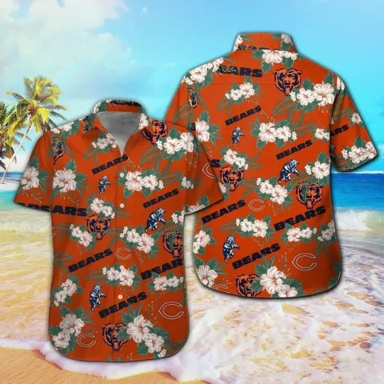 Chicago Bears Short Sleeve Button Up Tropical Hawaiian Shirt