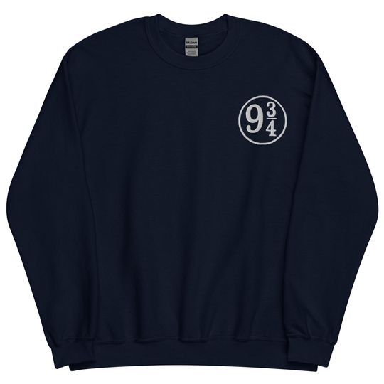 Discover Platform 9 3 4 Sweatshirt, EMBROIDERED Long Sleeve Crewneck Sweater, King's Cross Station, Platform 9 3/4, Book Lover Gift, Multiple Colors