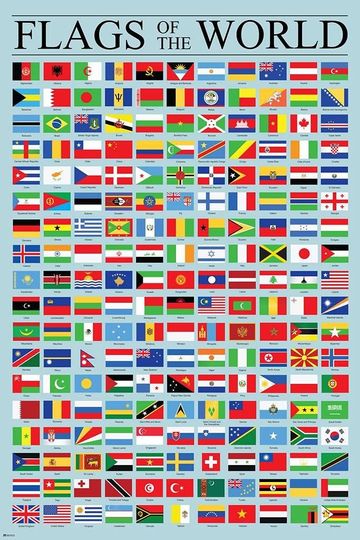 Discover Flags of the World Poster Geography Classroom Decor International Country Reference Chart Cool Wall Art Print Poster 16x24