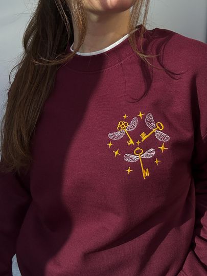Discover Enchanted Flying Keys Embroidered Sweatshirt, Magic Hoodie, Fantasy Crewneck, Wizard Shirt, Cozy Fall Sweater, Gift for Her