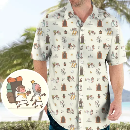 Discover The Holy Grail Pattern Monty Python Button Down Hawaiian Shirt