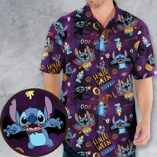 Discover Spooky Stitch Hawaiian Shirt