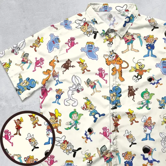 80s 90s Commercial Mascot Cereal Button Down Shirt