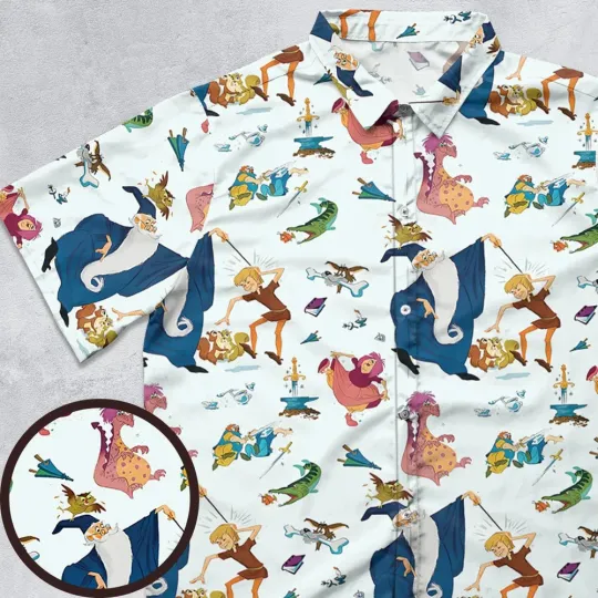 Discover Sword in the Stone Pattern Button Down Shirt