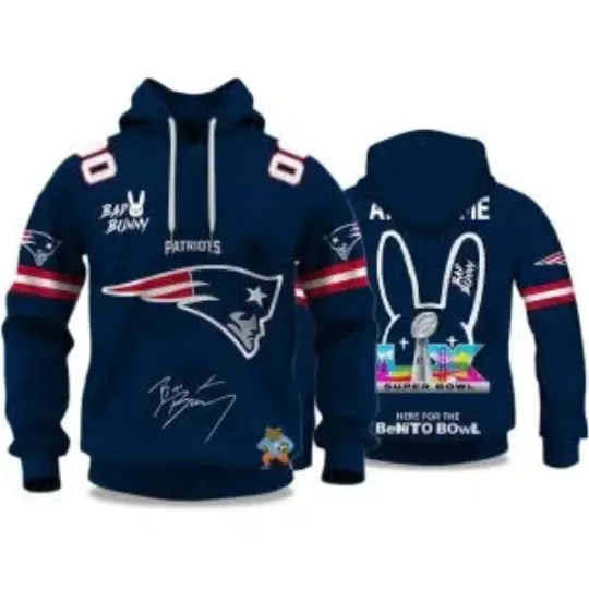 Discover P@triots B@d Bunny Bowl LX 2026 Hoodie, Gift For Fans, Christmas Gift