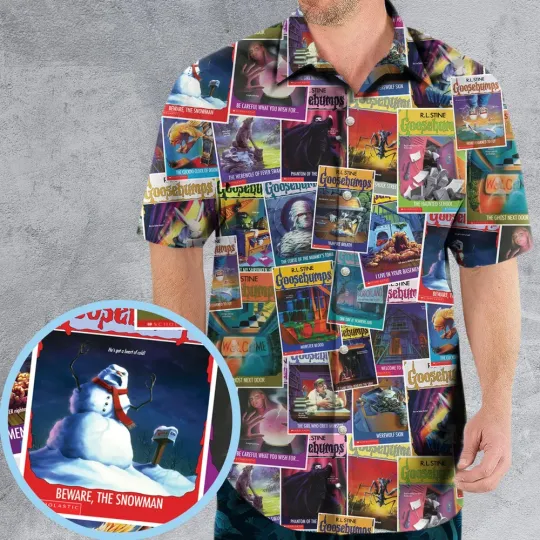 Discover Goosebumps Monster Collage Pattern Hawaiian Shirt