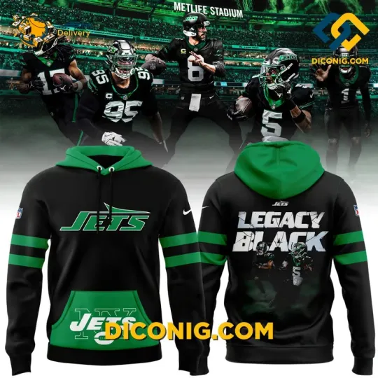Discover football NY J3ts Legacy Black Hoodie Custom