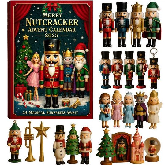 Nutcracker Advent Calendar 2025, 24 Mini Nutcracker Ornaments, Xmas Countdown Gift, Holiday Ballet Decor