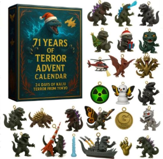 Kaiju Monster Advent Calendar 2025, 24 Mini Creature Ornaments, Kids Xmas Countdown Gift, Monster Holiday Decor