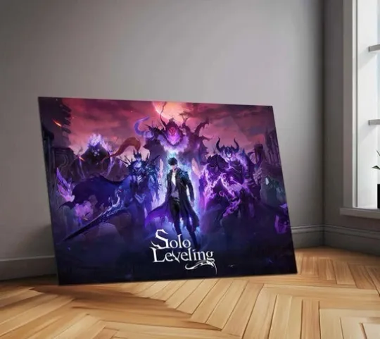 Discover Solo Leveling Shadow Hunter Metal Wall Poster - Vertical Anime Print