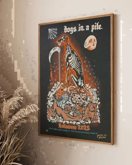Discover Dogs In A Pile Halloween Tour 2025 Vertical Poster