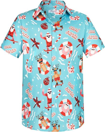 Discover Yoimira Hawaiian Shirt for Men, Short Sleeve Floral Aloha Beach Shirt, Casual Button-Down