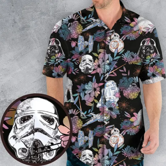 Floral Wars Dark Side Star Wars Pattern Hawaiian Shirt