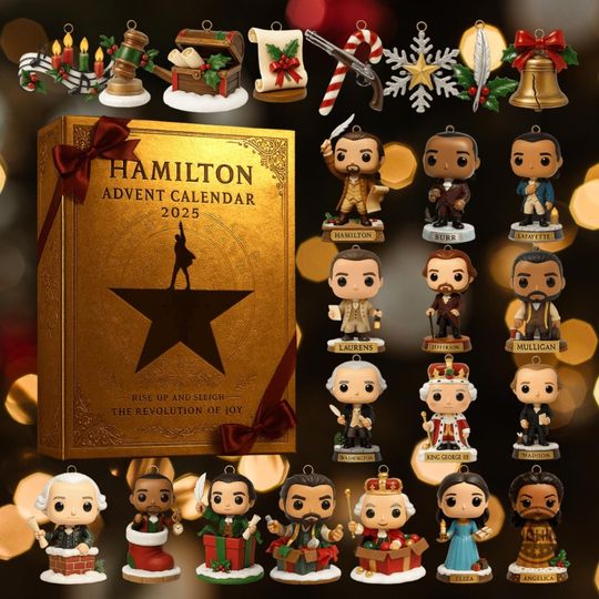 Discover Hamilton Advent Calendar 2025, 24-Day Christmas Countdown, Musical Collectible Ornaments, Broadway Gift for Fans & Holiday Decor